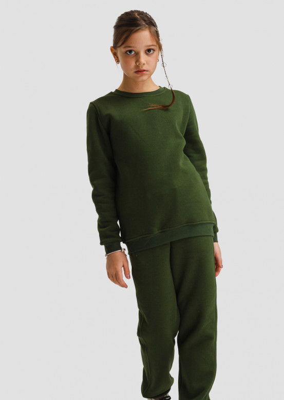 Moss green kids footer sweatshirt