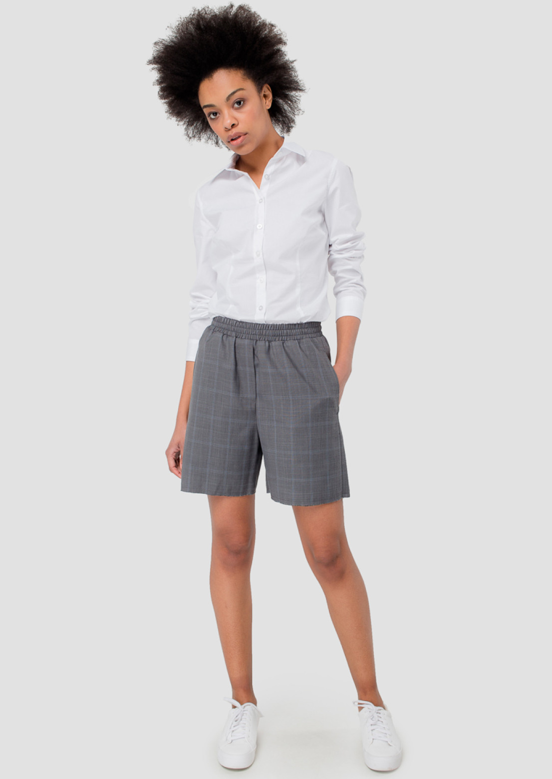 Grey plaid shorts