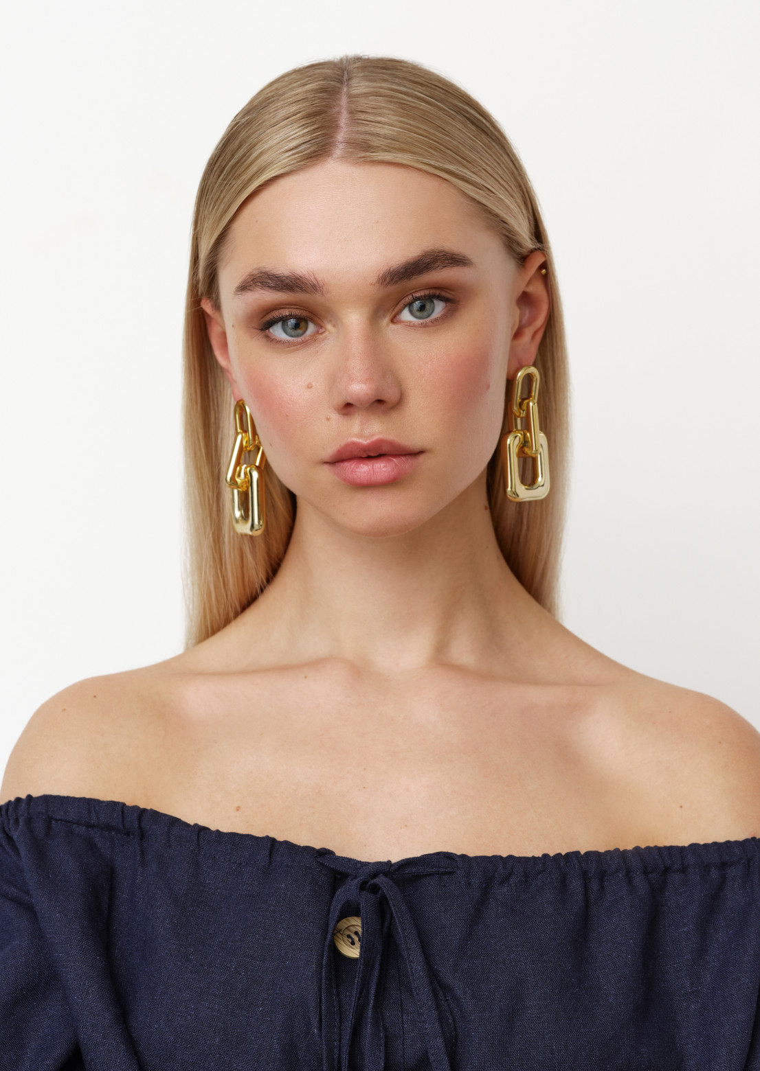Golden massive earrings