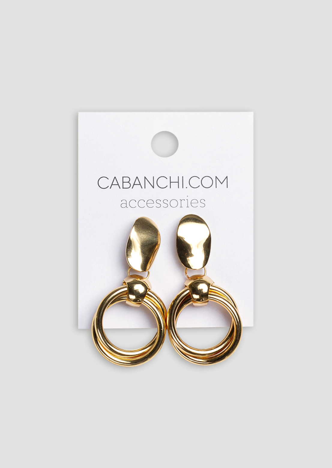 Golden massive double earrings