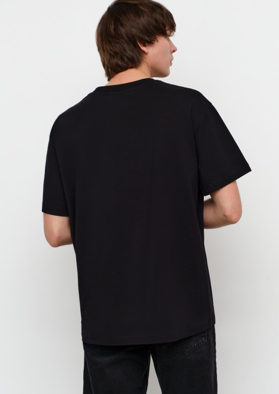 Black colour unisex T-shirt with print "Твой лайк - так себе подкат"