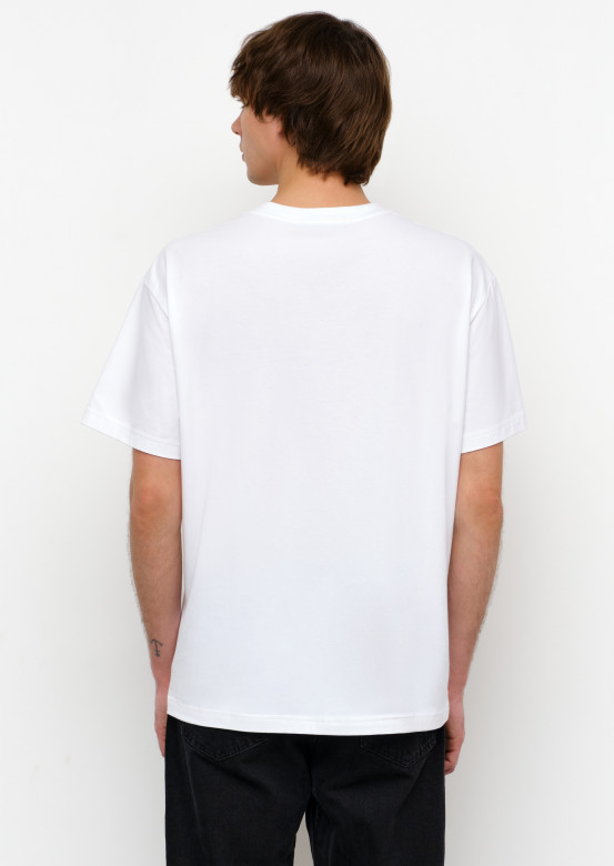 White colour unisex T-shirt with print "Твой лайк - так себе подкат"