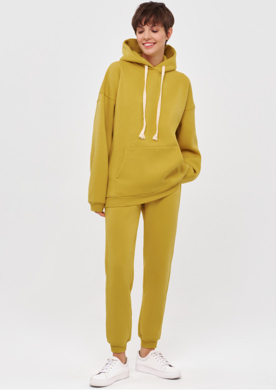 Oil Yellow colour footer hoodie 