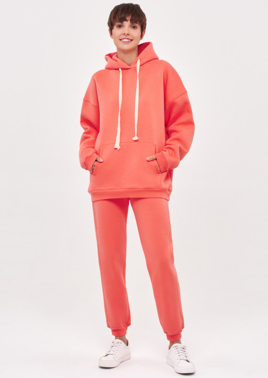 Living Coral colour footer hoodie 