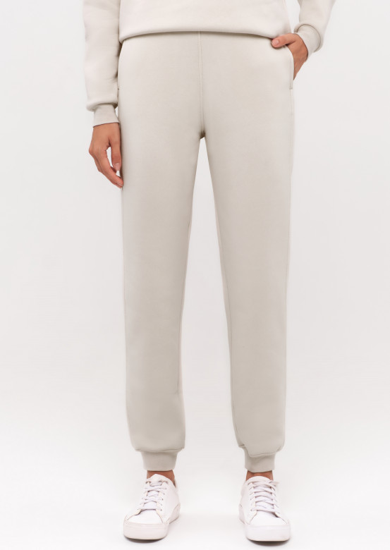 White Sand colour women basic footer trousers