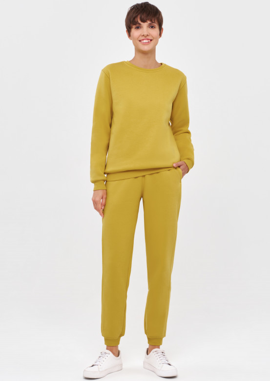 Oil Yellow colour women basic footer sweatshirt 