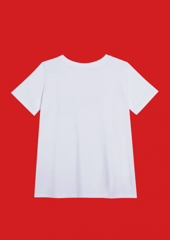 White colour T-shirt with a golden print "I`m your present"