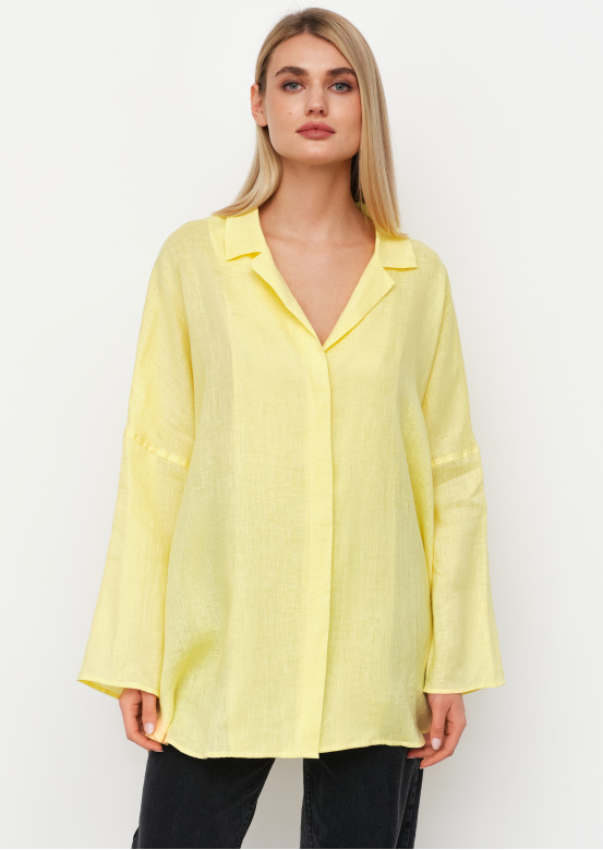 Yellow colour linen one size shirt