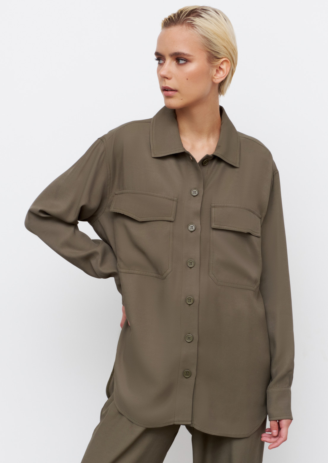 Grey-green colour shirt with pockets