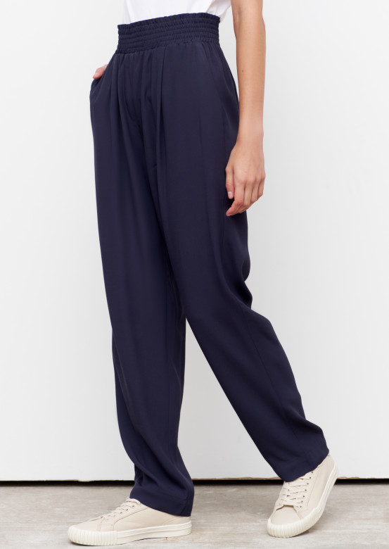 Dark blue colour pleated front trousers