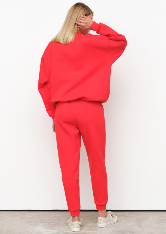 Red flame colour footer turtleneck suit