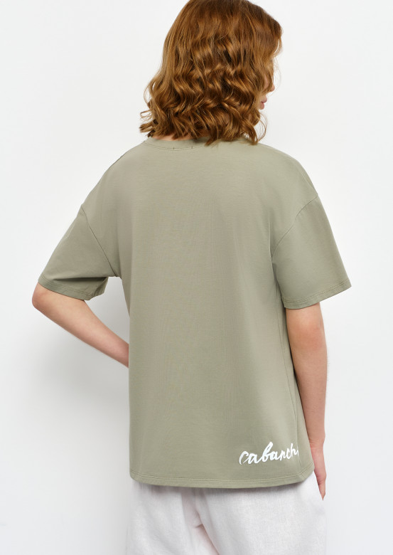 Light khaki T-shirt with "cabanchi" print 