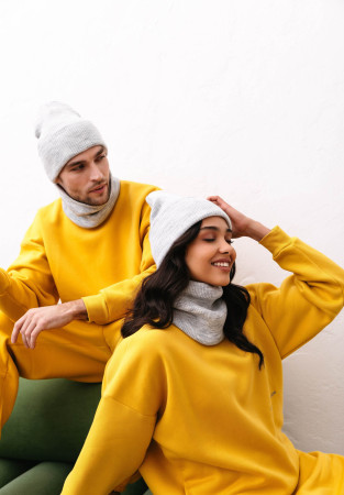 Шапка біні сірий меланж