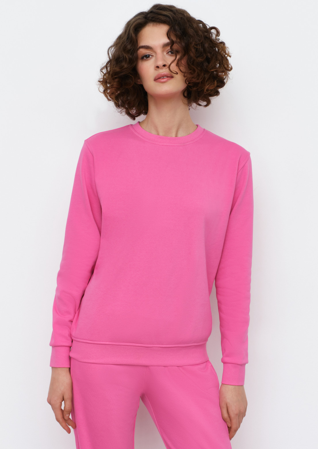 New pink barbie color women basic three-thread sweatshirt