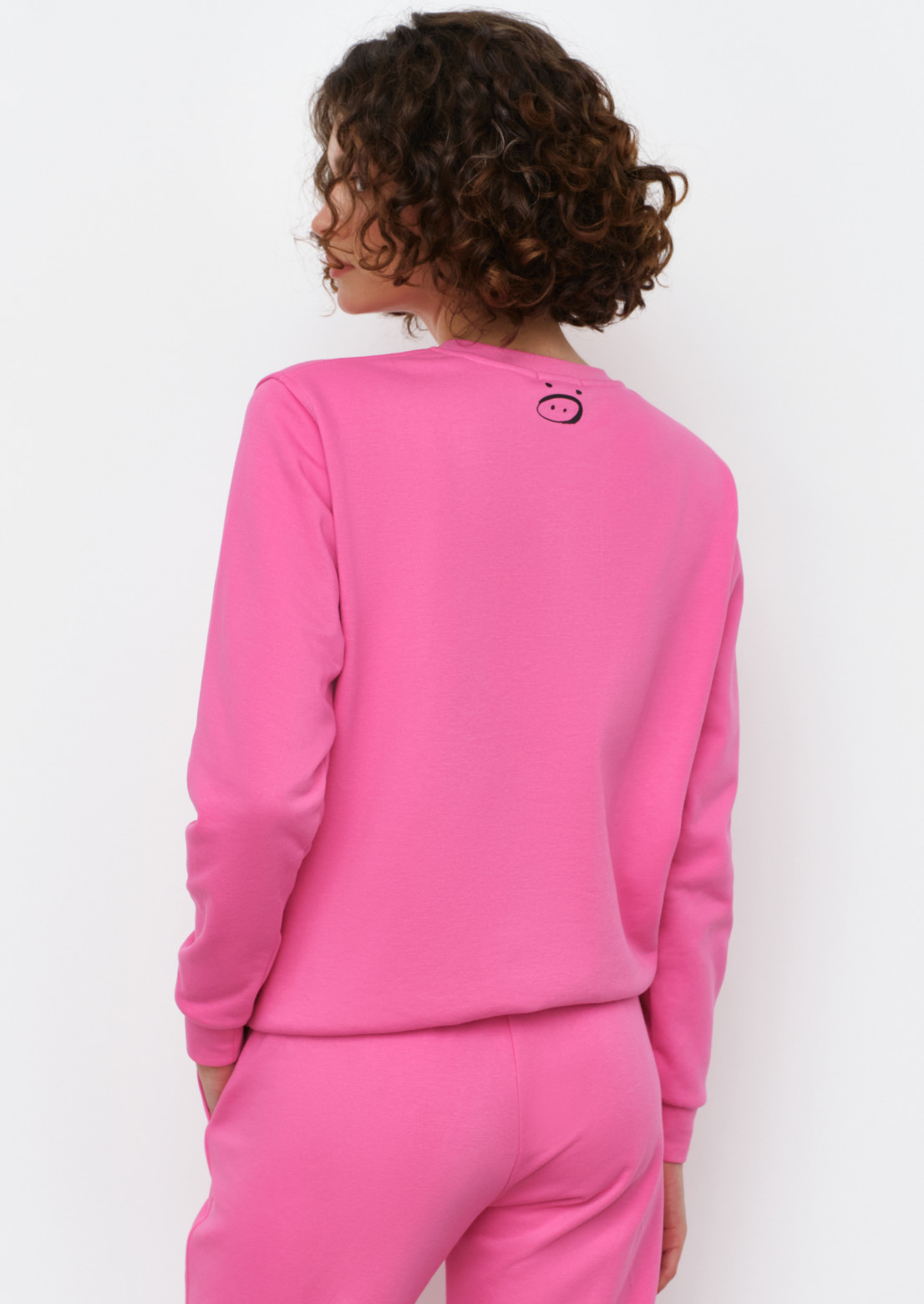 New pink barbie color women basic three-thread sweatshirt