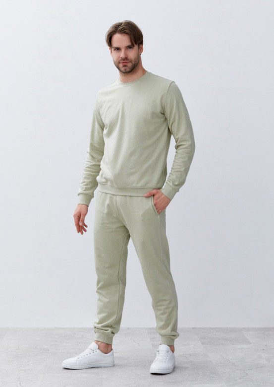 Latte colour men basic three-thread sweatshirt 
