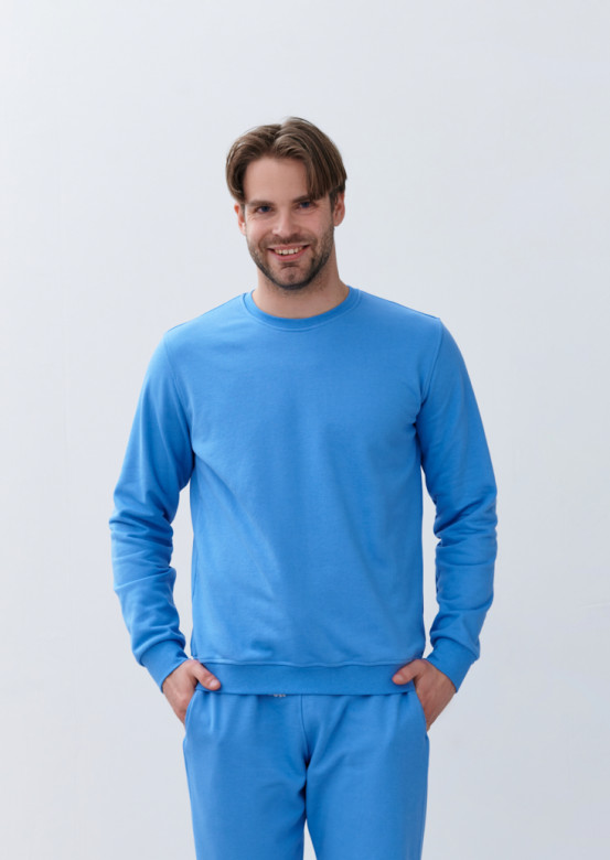 Blue colour men basic three-thread sweatshirt 