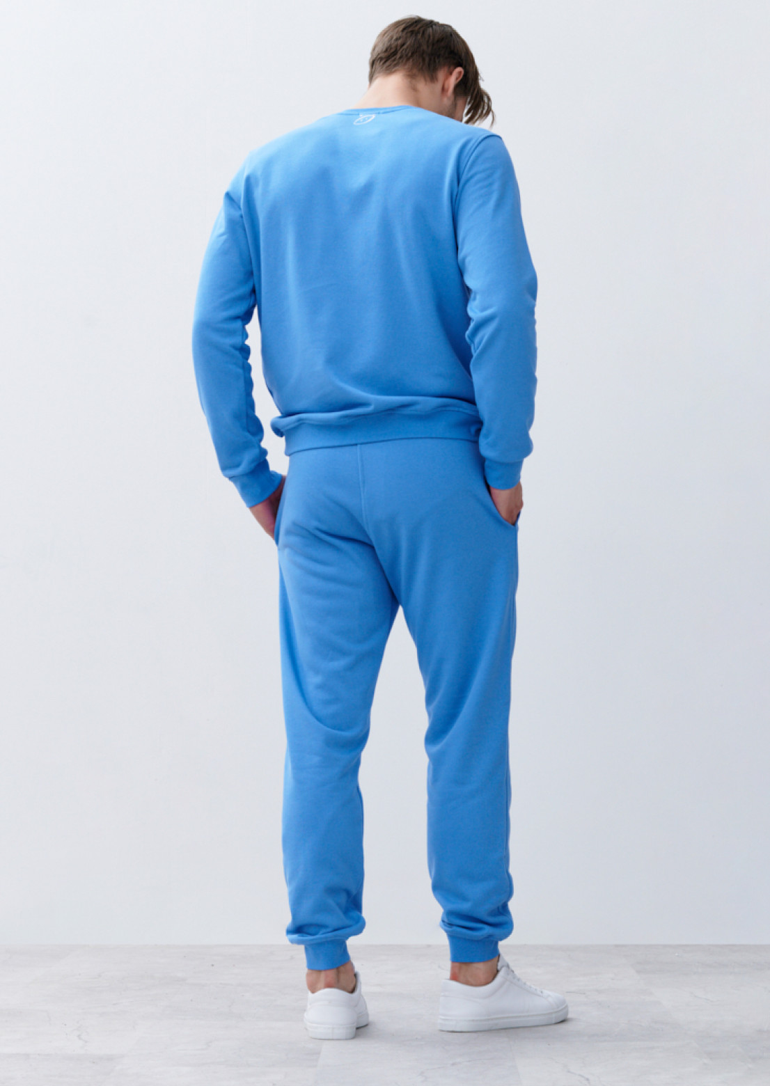 Штаны мужские basic трёхнитка со шнурком голубые