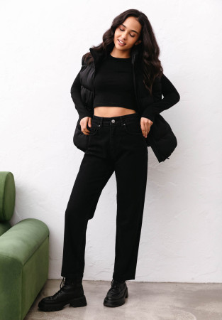 Джинси mom чорні