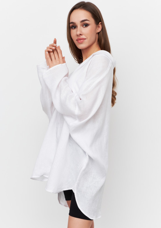 White colour women linen one size shirt