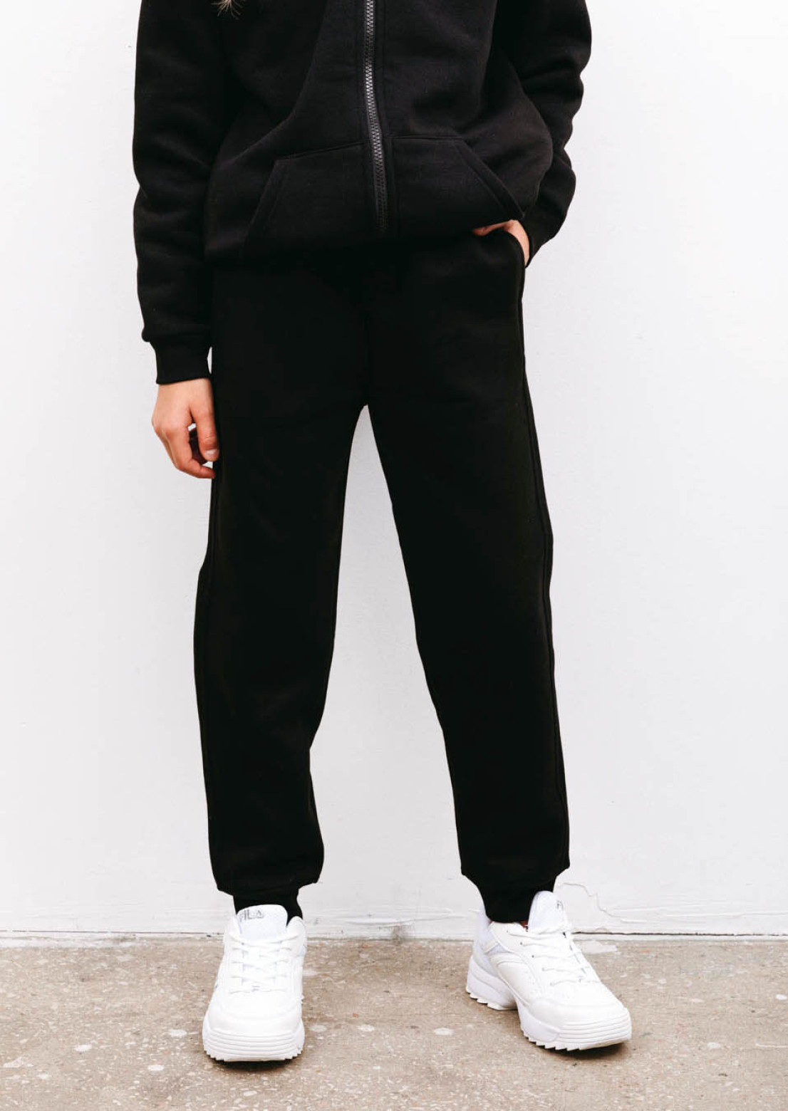 Black color kids footer trousers