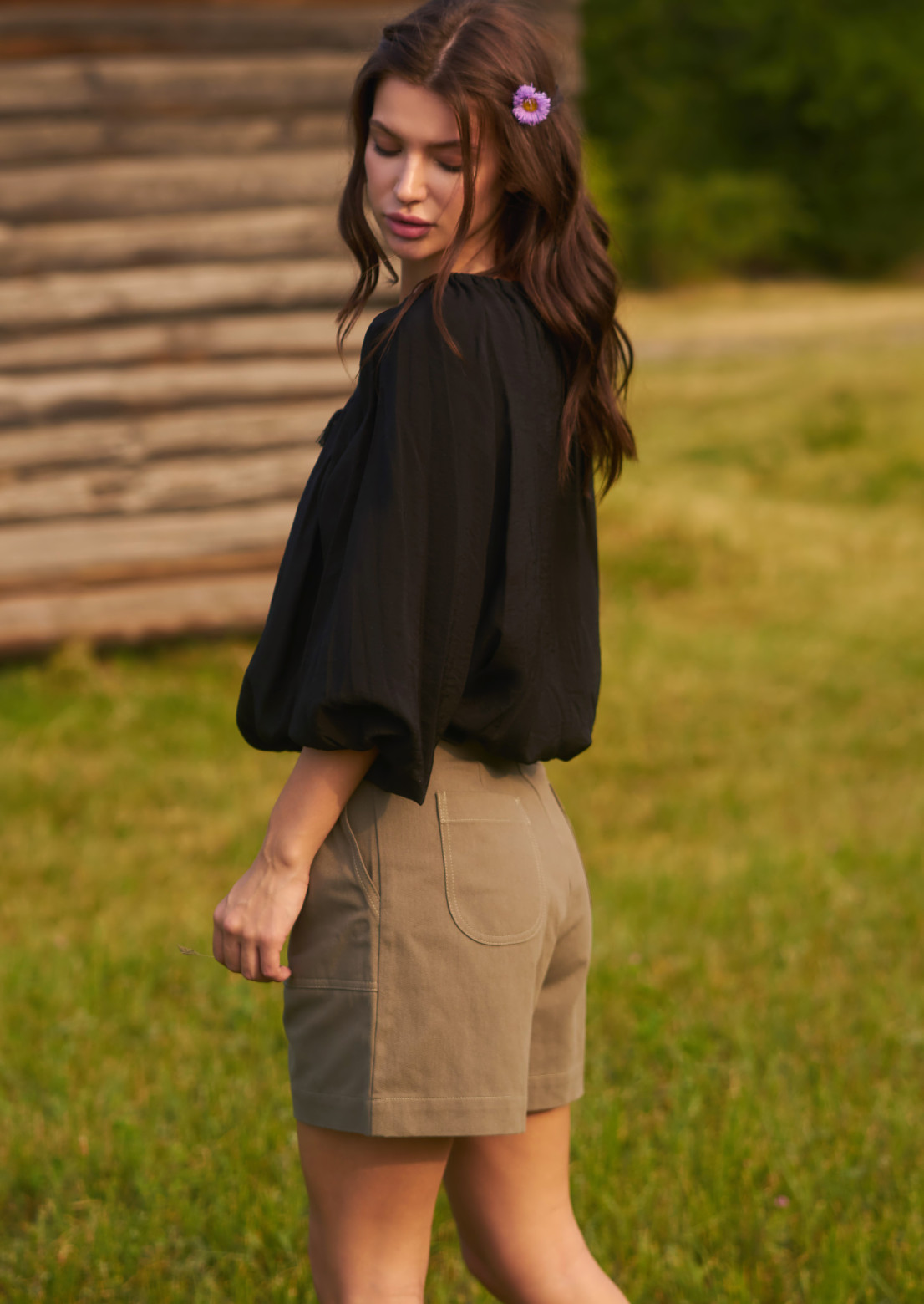Blouse with tassels black 