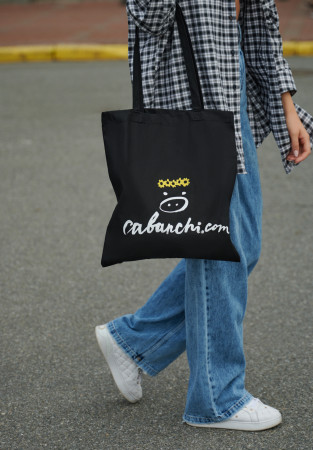 Black bag with print "Muzzle with a wreath" black