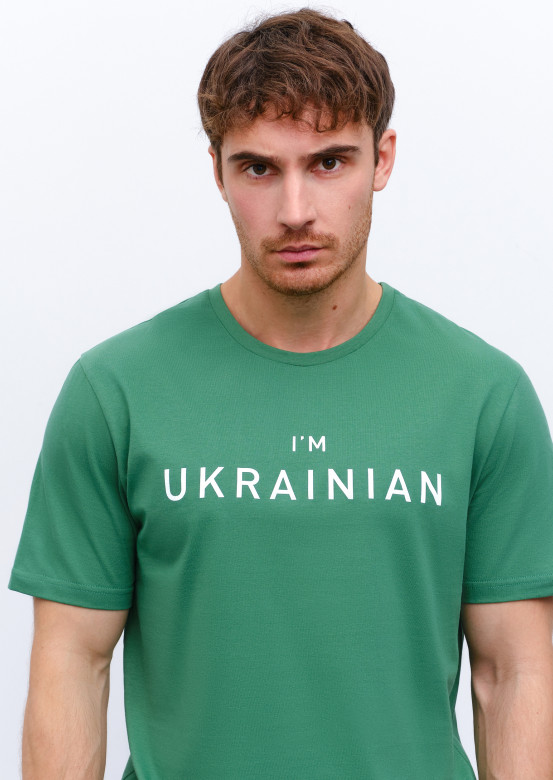 Men green  T-shirt  "I`m Ukrainian" 