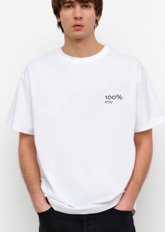 Men white T-shirt "100% Kyiv"