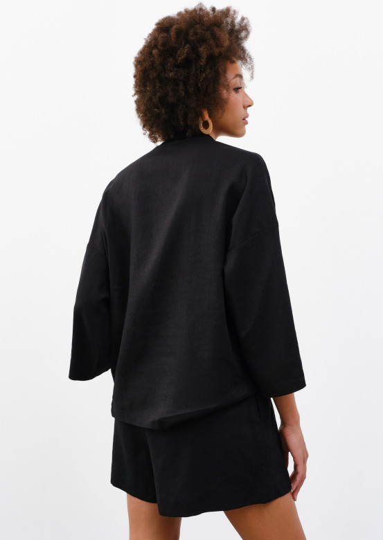 Black shirt  blended linen with pocket  