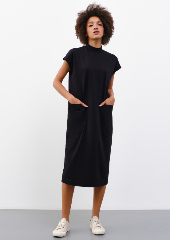 Dress sleeveless with pocket black