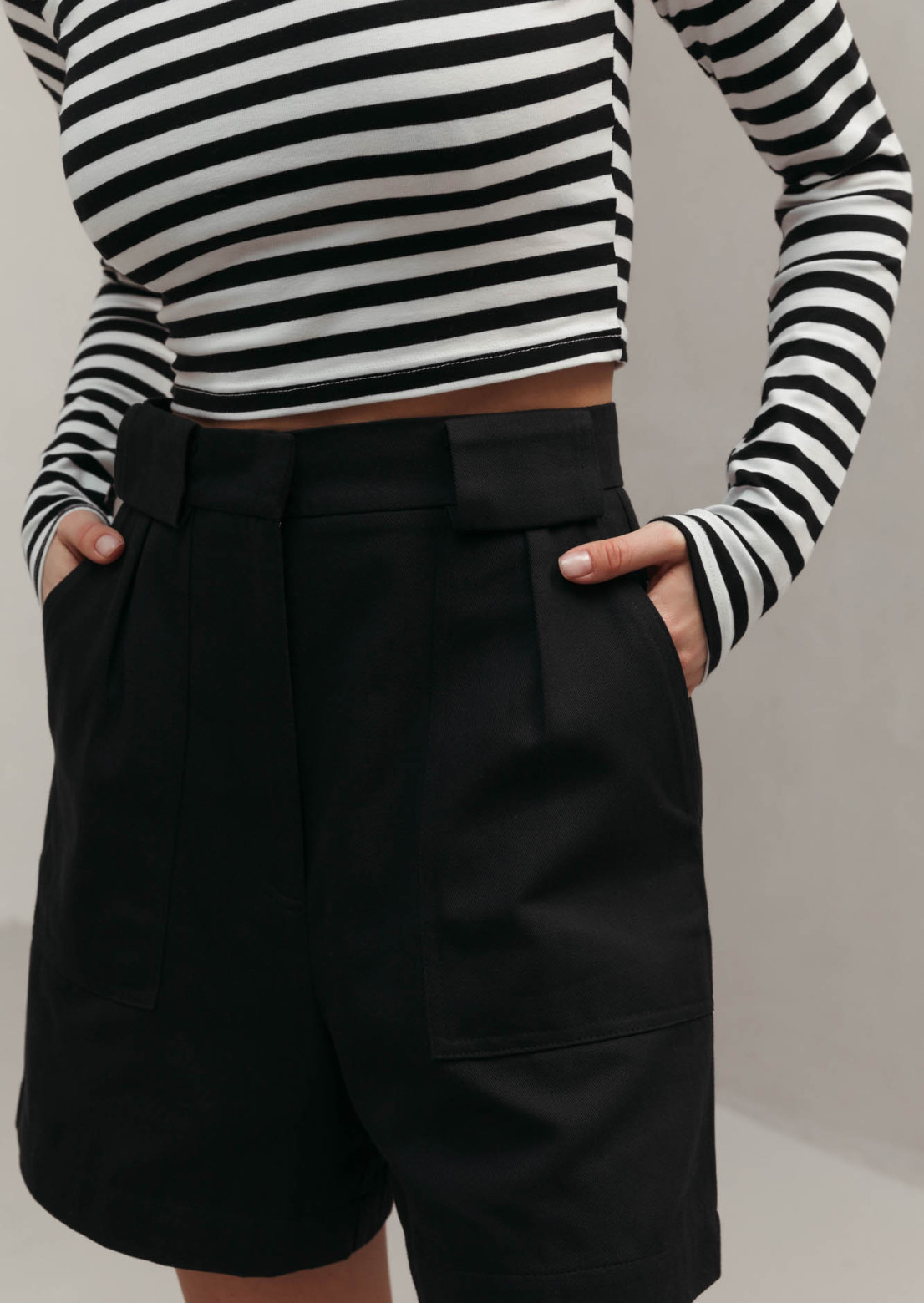 Black colour dense cotton shorts