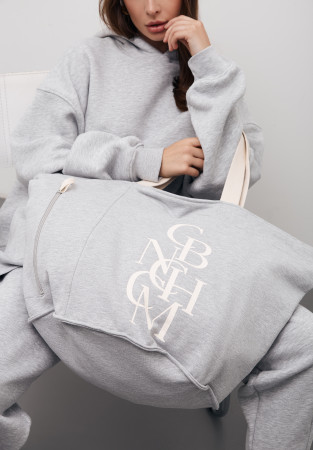 Grey melange bag made of dense three-thread with print