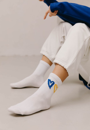 Socks with prints "Два серця" white Socks with prints "Два серця" white