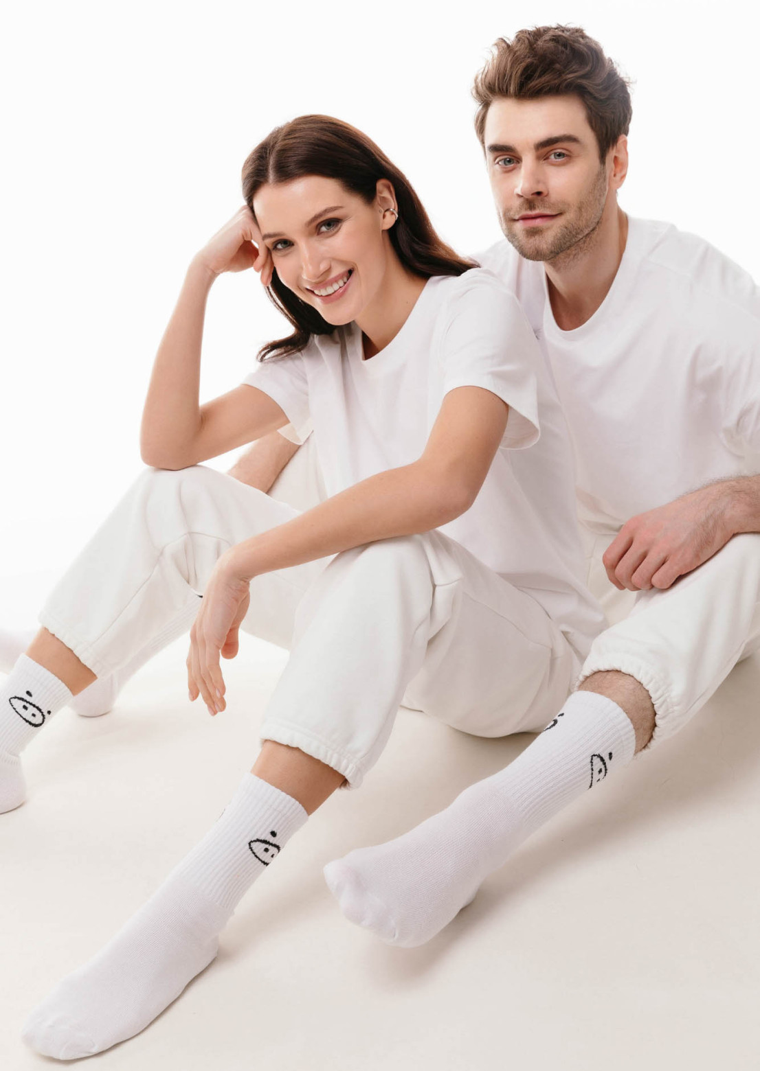 Шкарпетки з принтом "Мордочка" білі