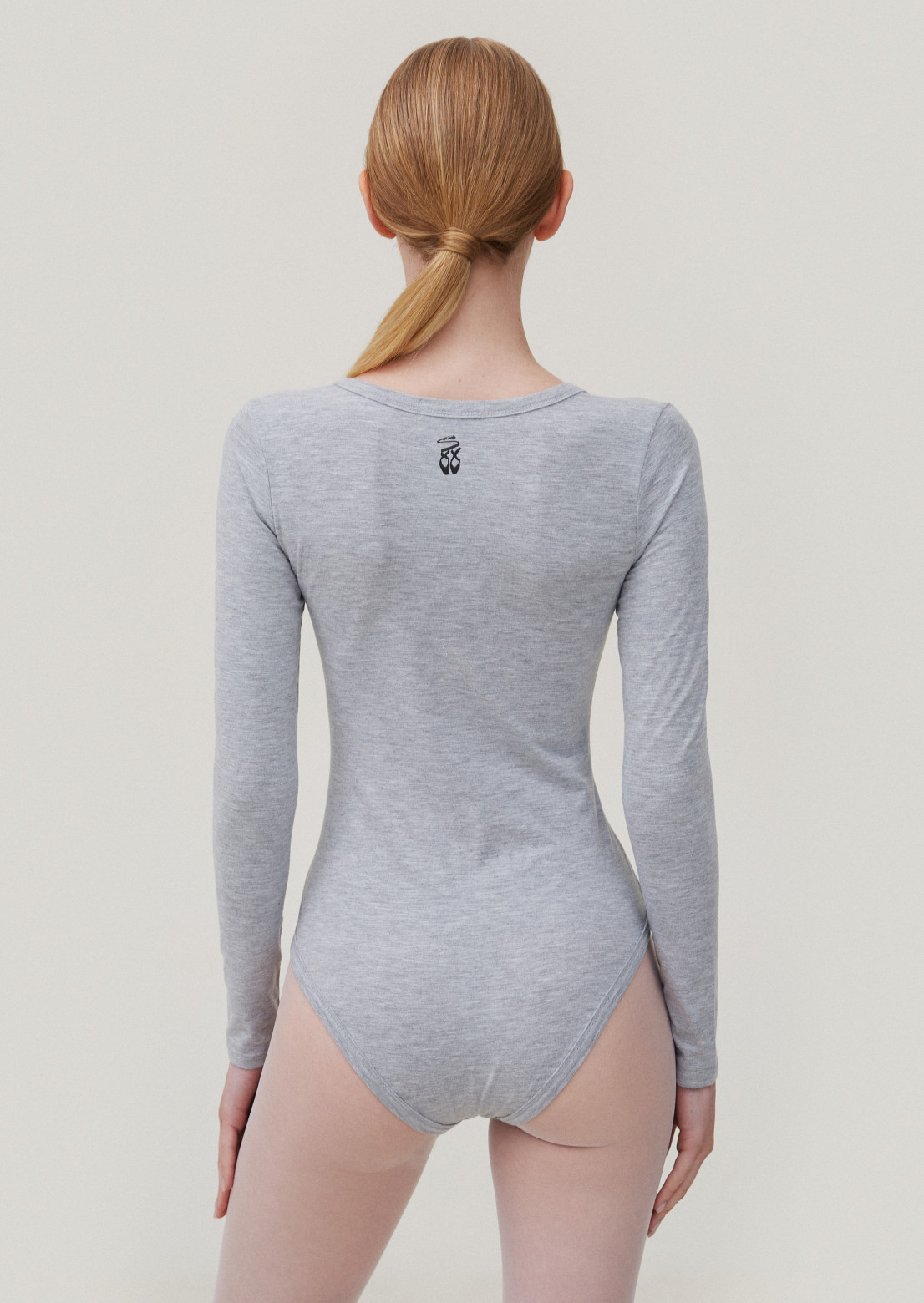 Grey melange V-neck bodysuit