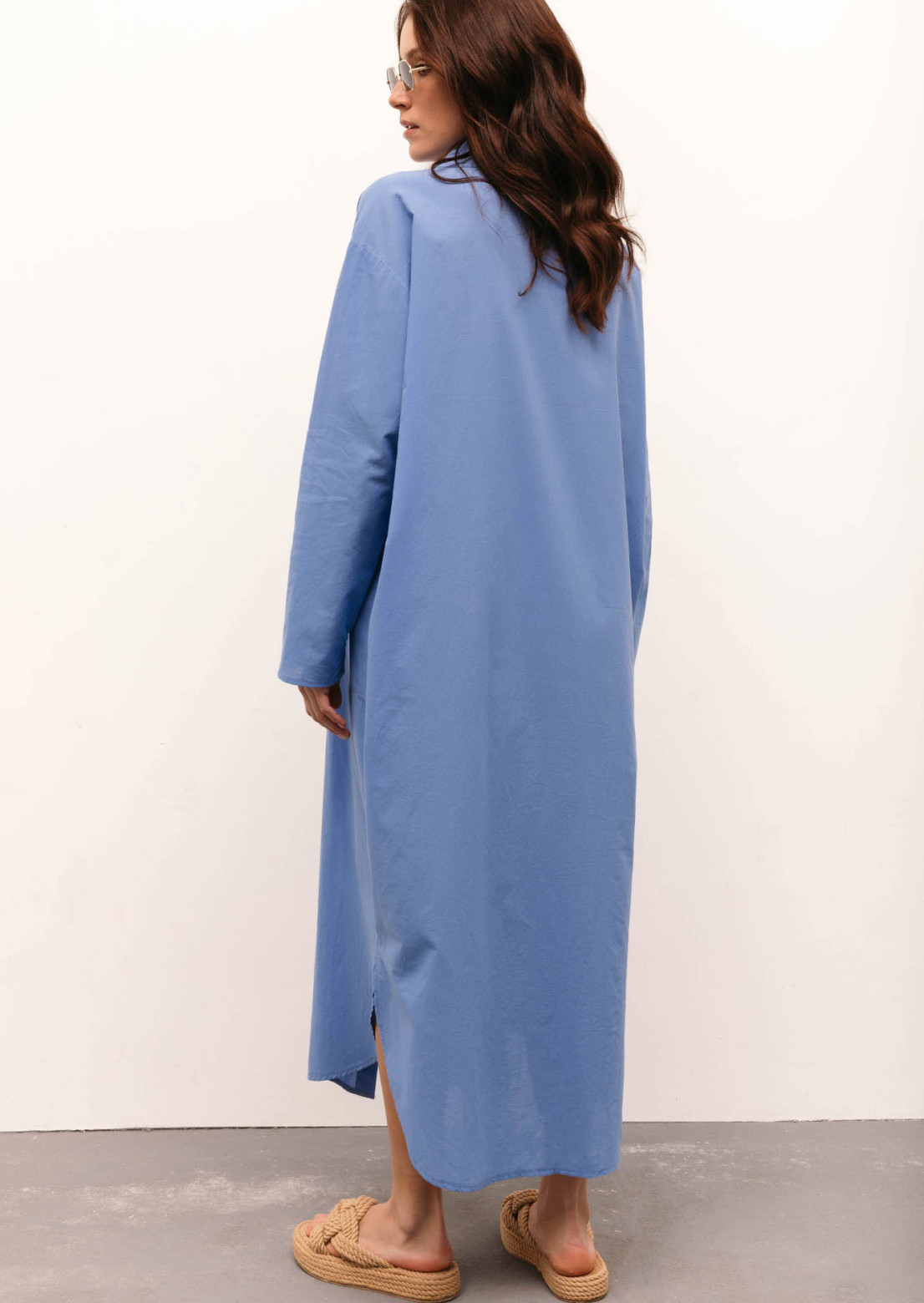 Сукня-сорочка з батисту long бузково-блакитна