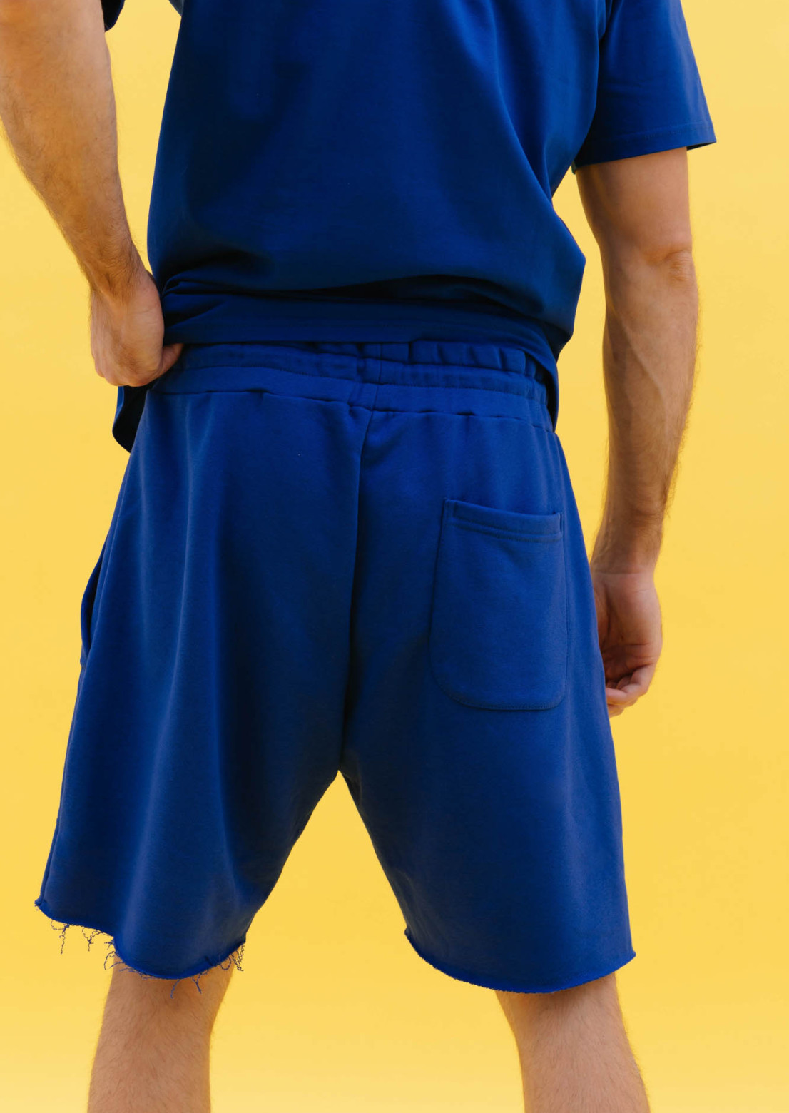 Men's blue color three-thread shorts "На Перемогу"