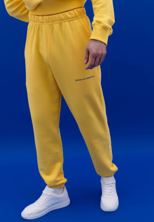 Men's yellow color oversize three-thread trousers "На Перемогу"