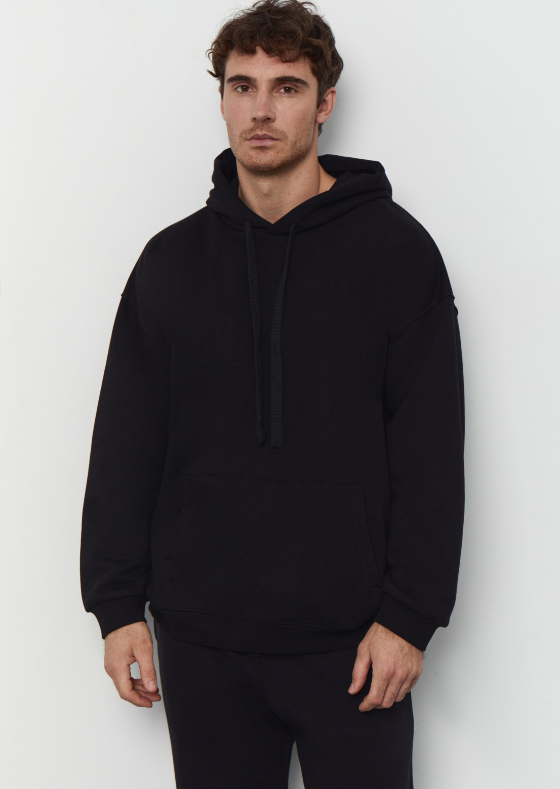 Dark night color men three-thread hoodie