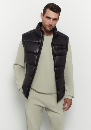 Жилет чоловічий дутий блиск чорний