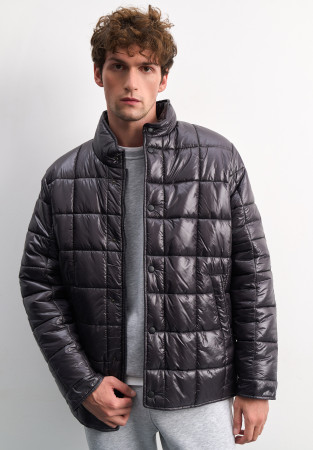 Куртка чоловіча стьобана блиск антрацит