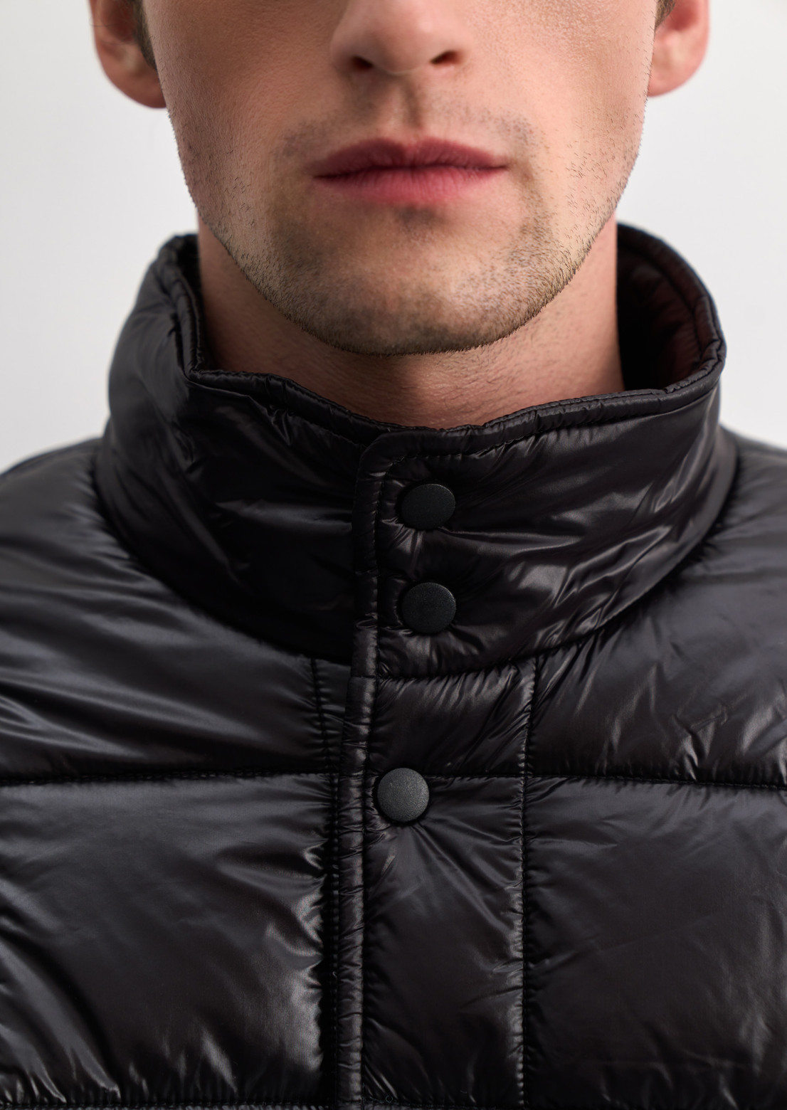 Куртка мужская стеганная блеск чёрная