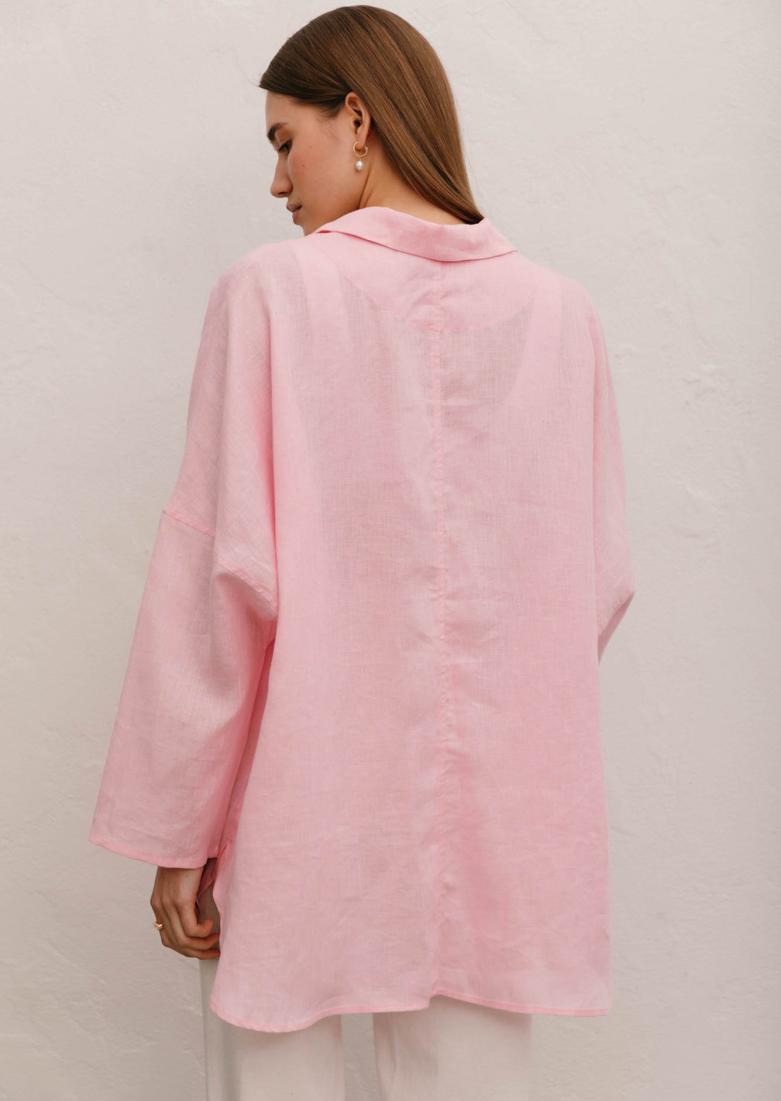 Сорочка жіноча з льону one size рожева