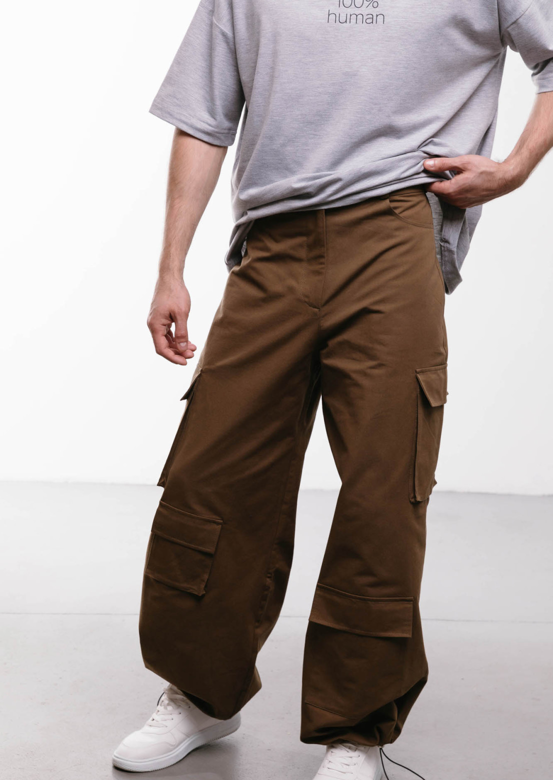 Khaki сargo pants made of dense cotton