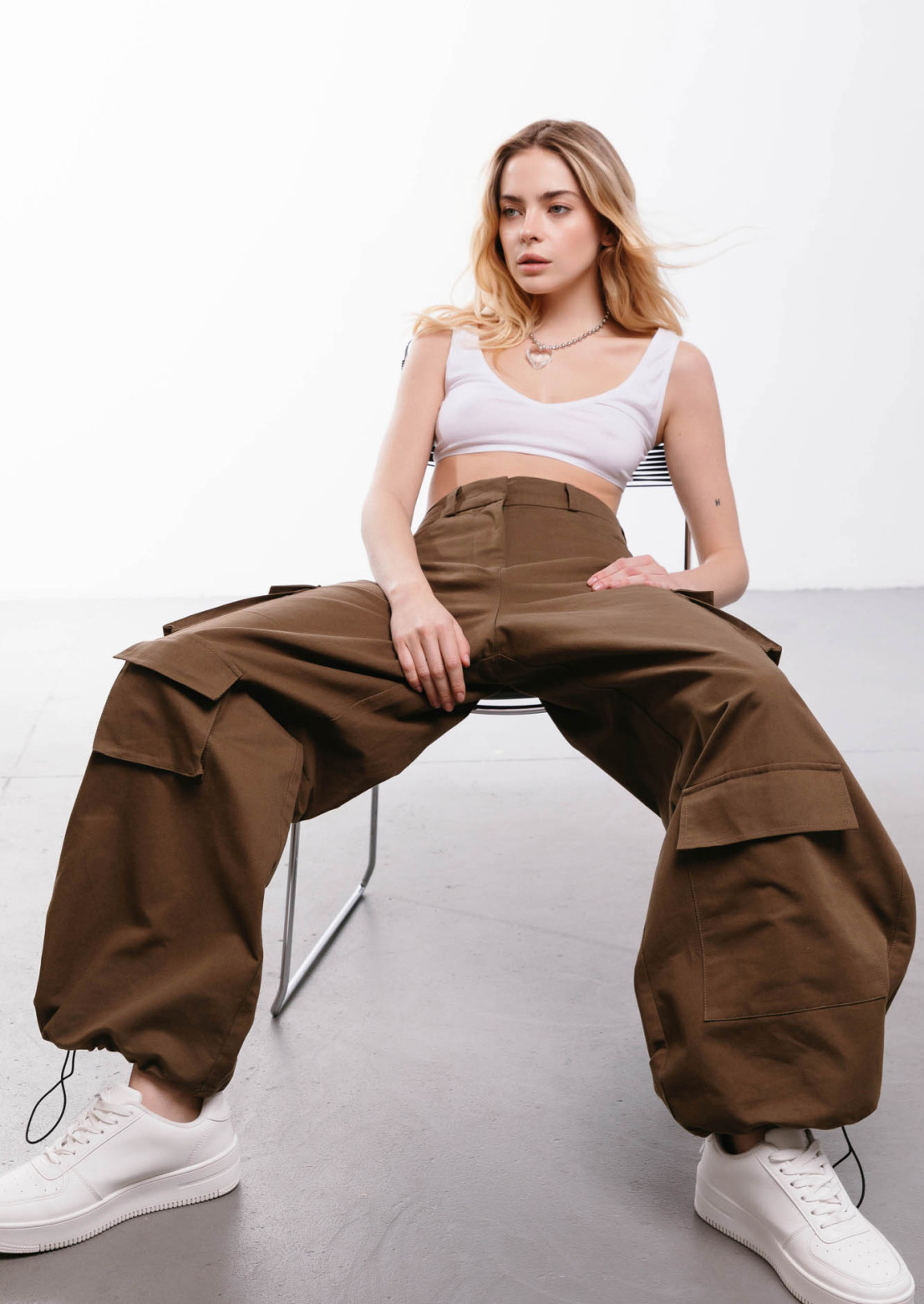Khaki сargo pants made of dense cotton