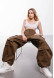 Milky сargo pants made of dense cotton