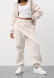 Grey melange color three-thread insulated jogger pants with a wide belt