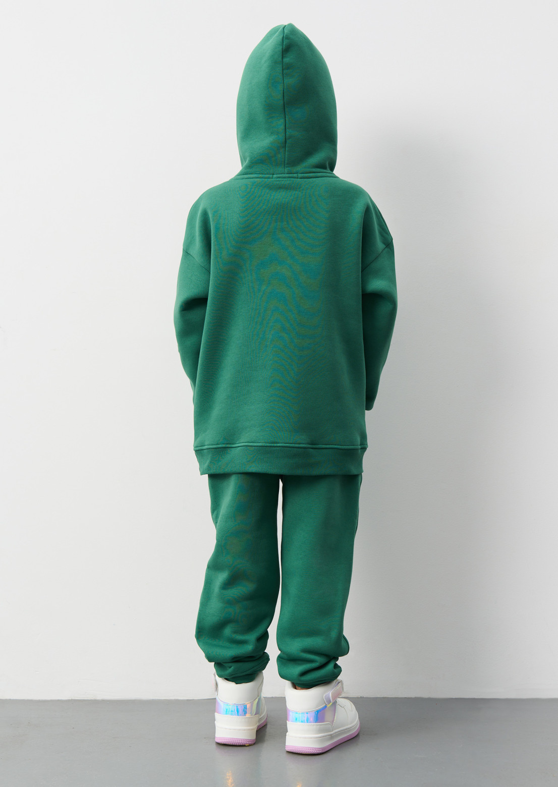 Green leaves color kids three-thread insulated hoodie