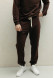 Dark night color men basic three-thread trousers with a lace